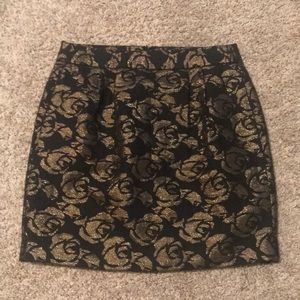 Black Loft skirt with glittery gold roses